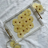 Pressed Flower Resin Serving Tray with Handles | 12x16