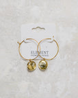 Gold Bezel Cup Hoop Pressed Flower Earring