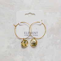 Gold Bezel Cup Hoop Pressed Flower Earring