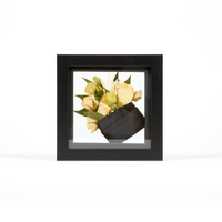 Pressed Bouquet black wood floral preservation - pressed floral pocket square- 6x6 inch frame