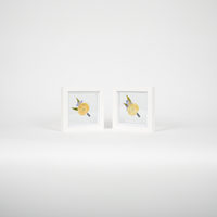 A tiny duo of two 6x6 pressed floral frames, most commonly used for two preserved boutonnieres or corsages to be gifted or displayed side by side. 