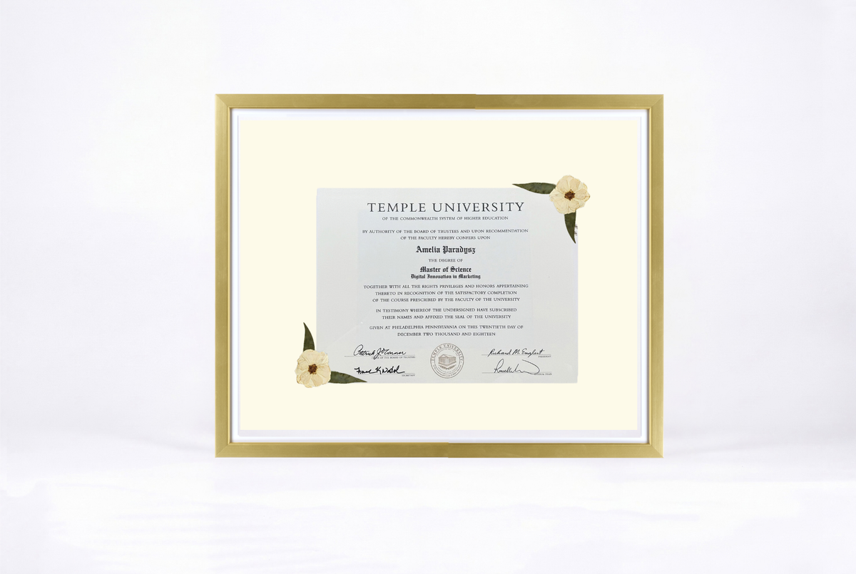 Pressed Flower Diploma Frame | 16x20 Graduation Keepsake