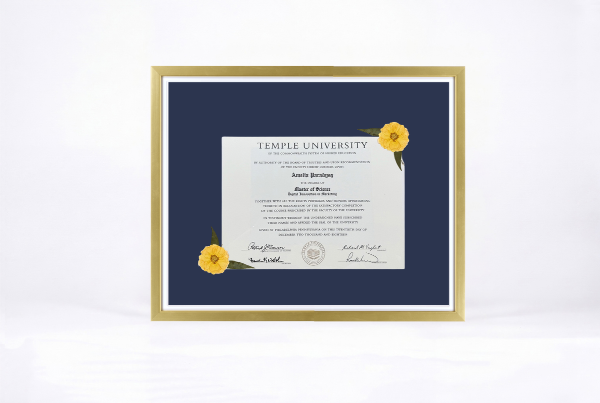 Pressed Flower Diploma Frame | 16x20 Graduation Keepsake