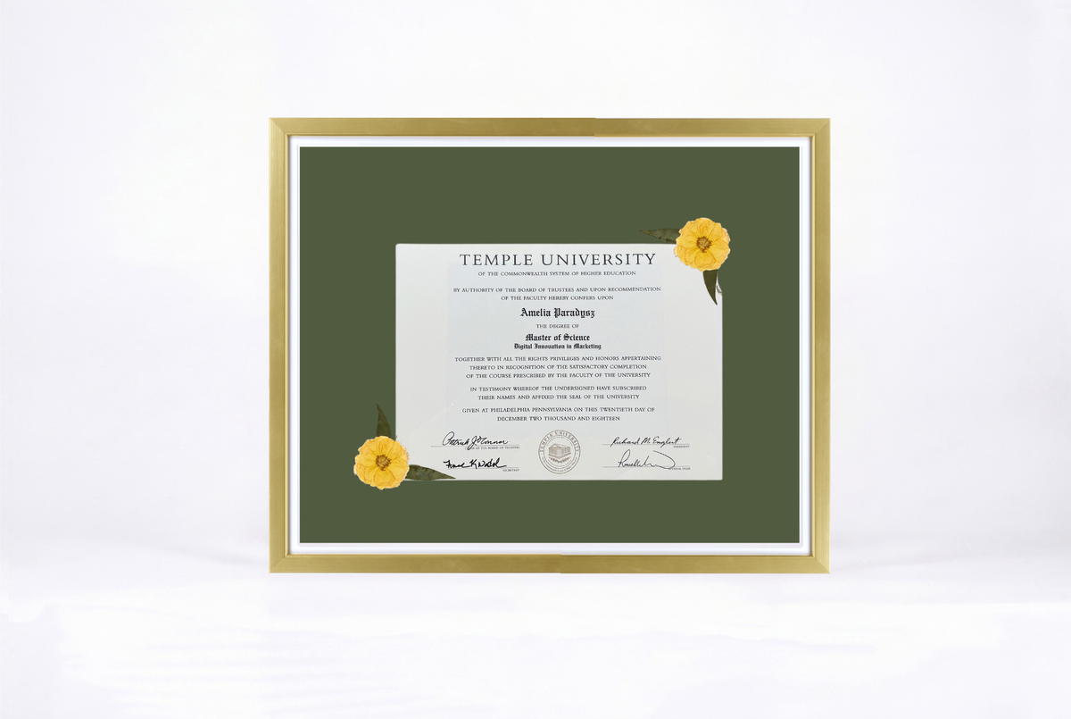Pressed Flower Diploma Frame | 16x20 Graduation Keepsake