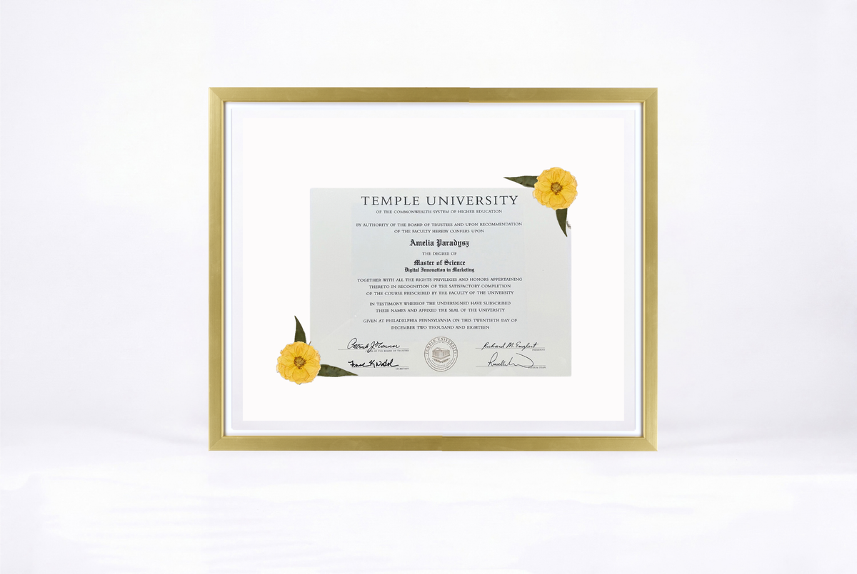 Pressed Flower Diploma Frame | 16x20 Graduation Keepsake