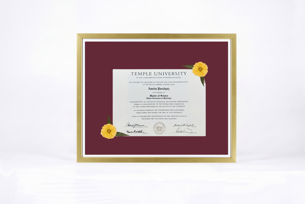 Pressed Flower Diploma Frame | 16x20 Graduation Keepsake