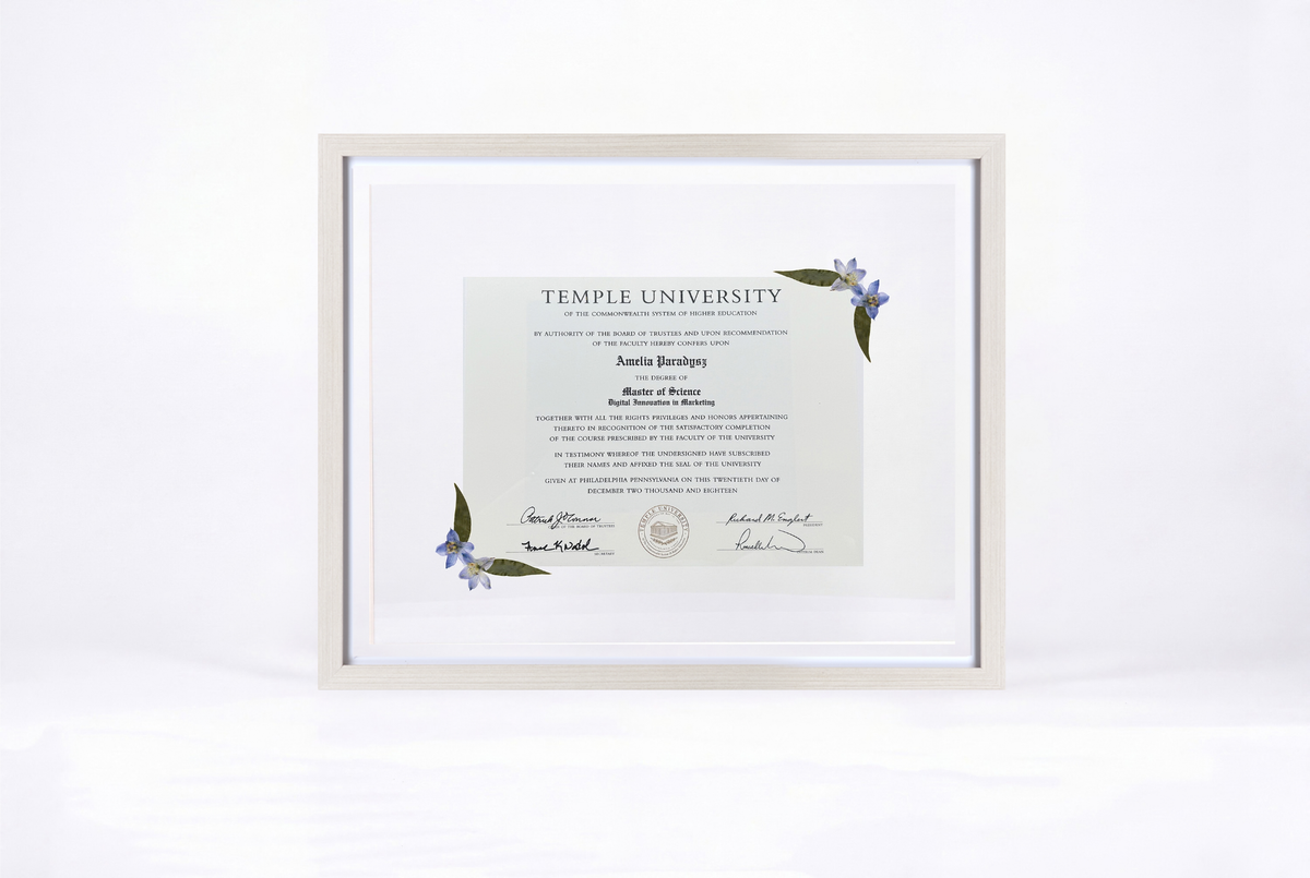 Pressed Flower Diploma Frame | 16x20 Graduation Keepsake