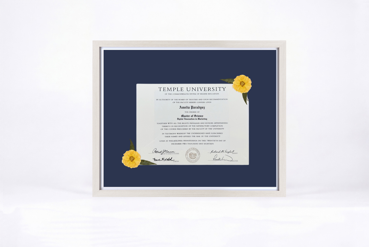 Pressed Flower Diploma Frame | 16x20 Graduation Keepsake