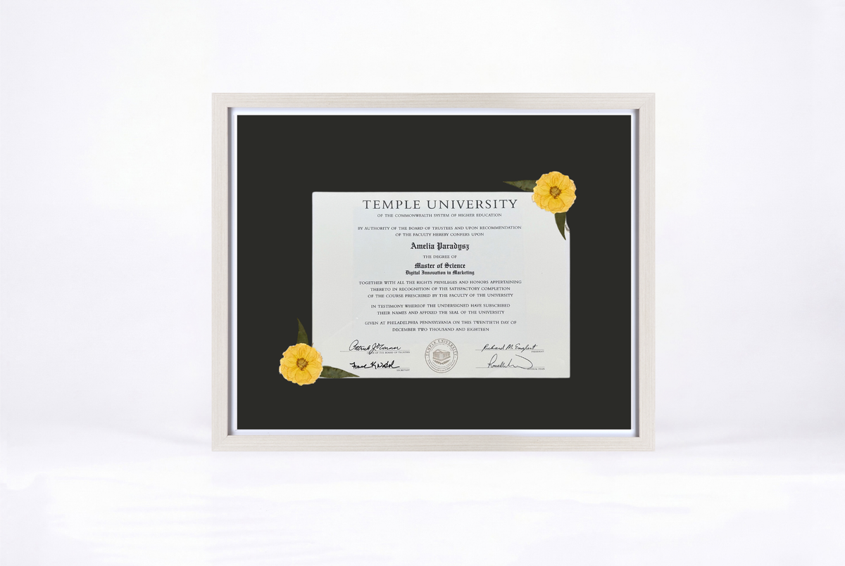 Pressed Flower Diploma Frame | 16x20 Graduation Keepsake
