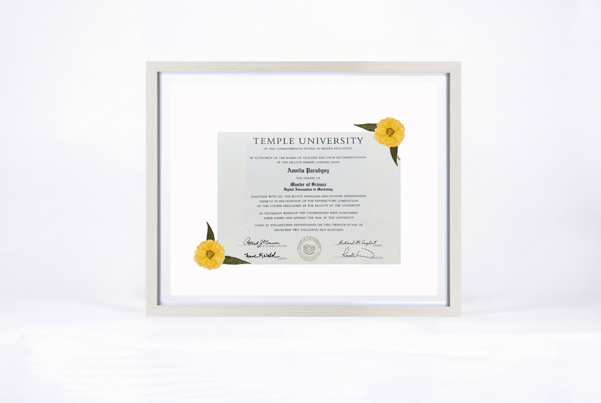 Pressed Flower Diploma Frame | 16x20 Graduation Keepsake