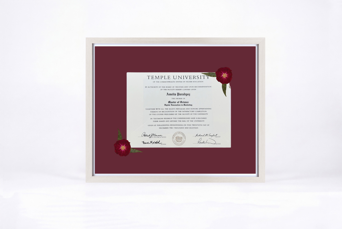 Pressed Flower Diploma Frame | 16x20 Graduation Keepsake