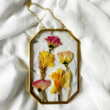 Hanging Float Pressed Flower Frame | Gold Octagon