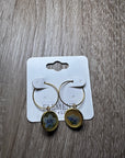 Gold Bezel Cup Hoop Pressed Flower Earring