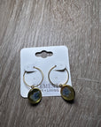 Gold Bezel Cup Hoop Pressed Flower Earring