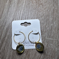 Gold Bezel Cup Hoop Pressed Flower Earring