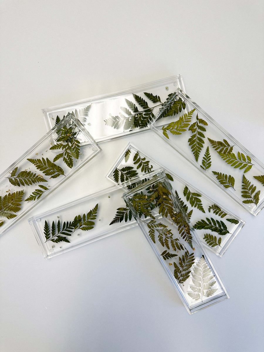 Resin Display trays with pressed ferns
