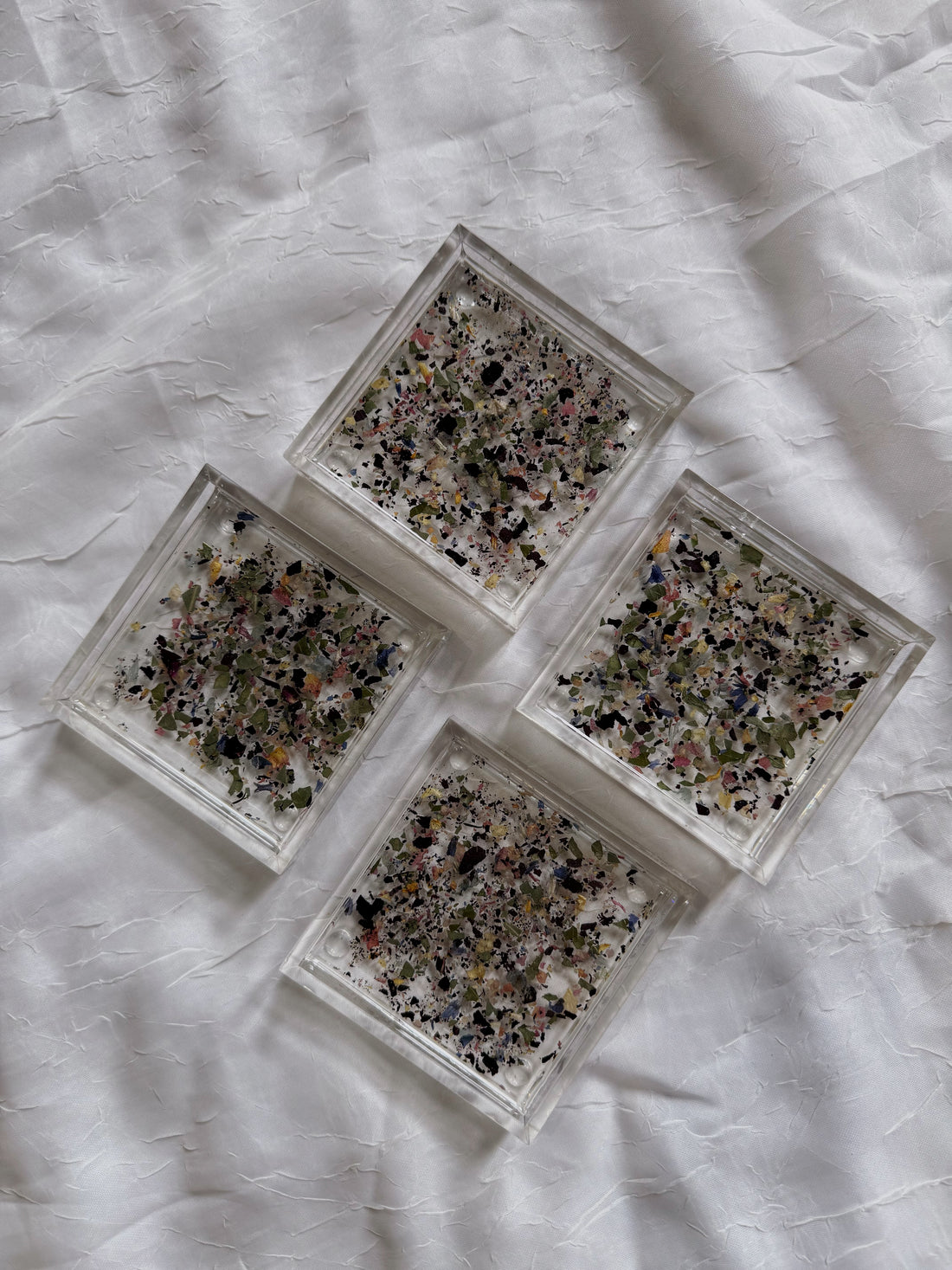 Dried Petal Confetti Resin Coasters | 4x4 | Set of 4