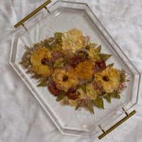 Pressed Flower Resin Serving Tray with Handles | 12x16