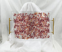 Dried Petal Confetti Resin Serving Tray with Handles | 12x16