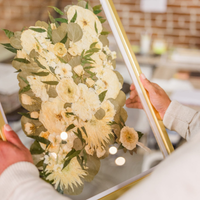 Natural Wood - 16x20 | Pressed Bouquet Frame with Invitation and Glass Float Background