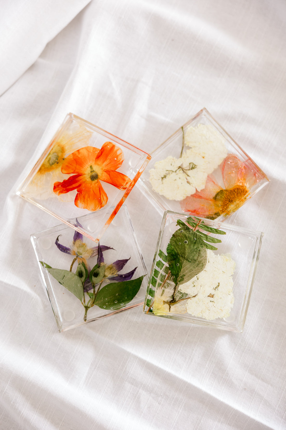 Pressed Floral Resin Coasters | 4x4 | Set of 4