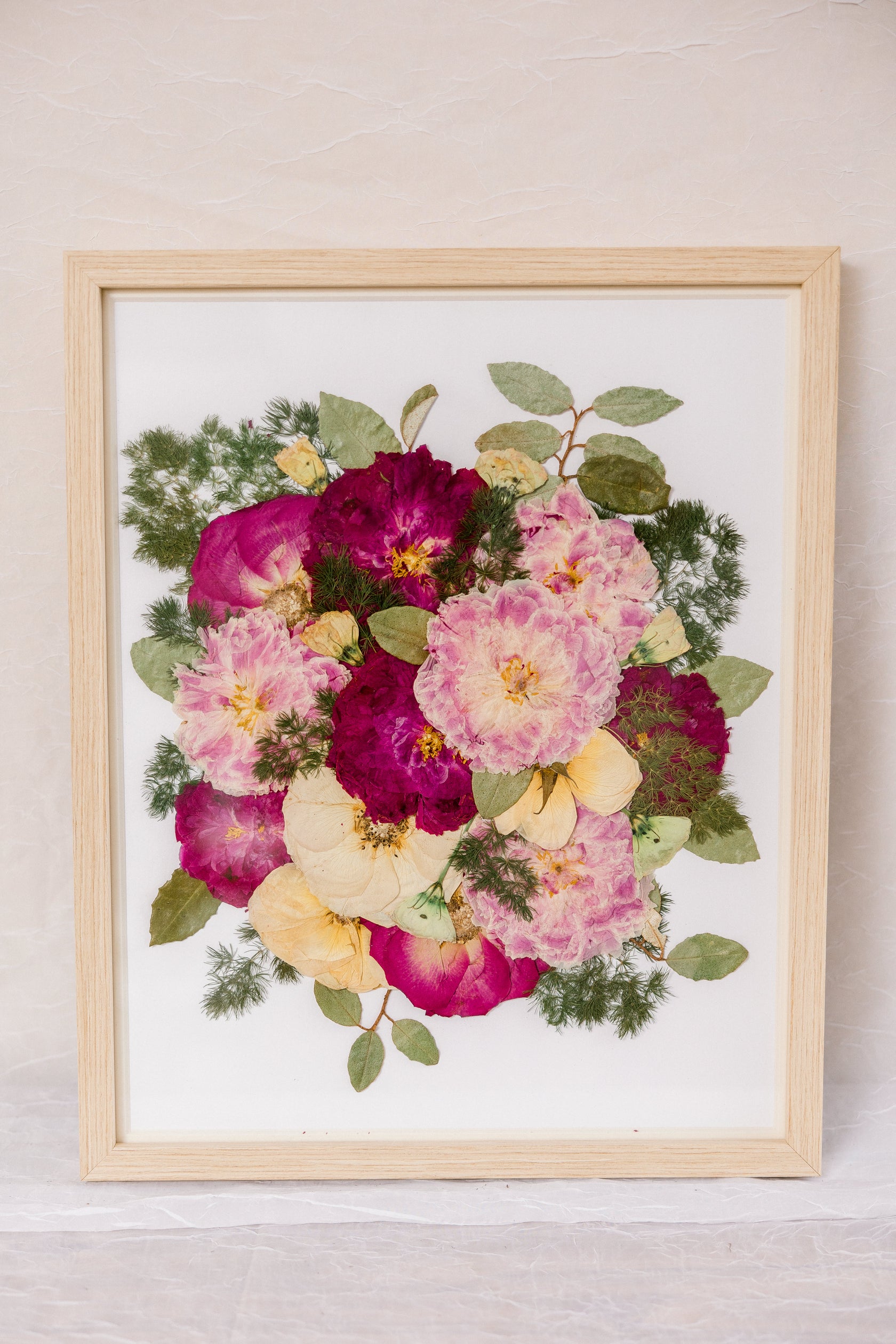 Pressed Wedding Flowers in Natural Wood Frame | Bouquet Preservation