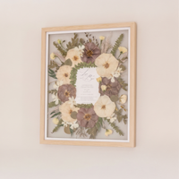 Natural Wood - 16x20 | Pressed Bouquet Frame with Invitation and Glass Float Background