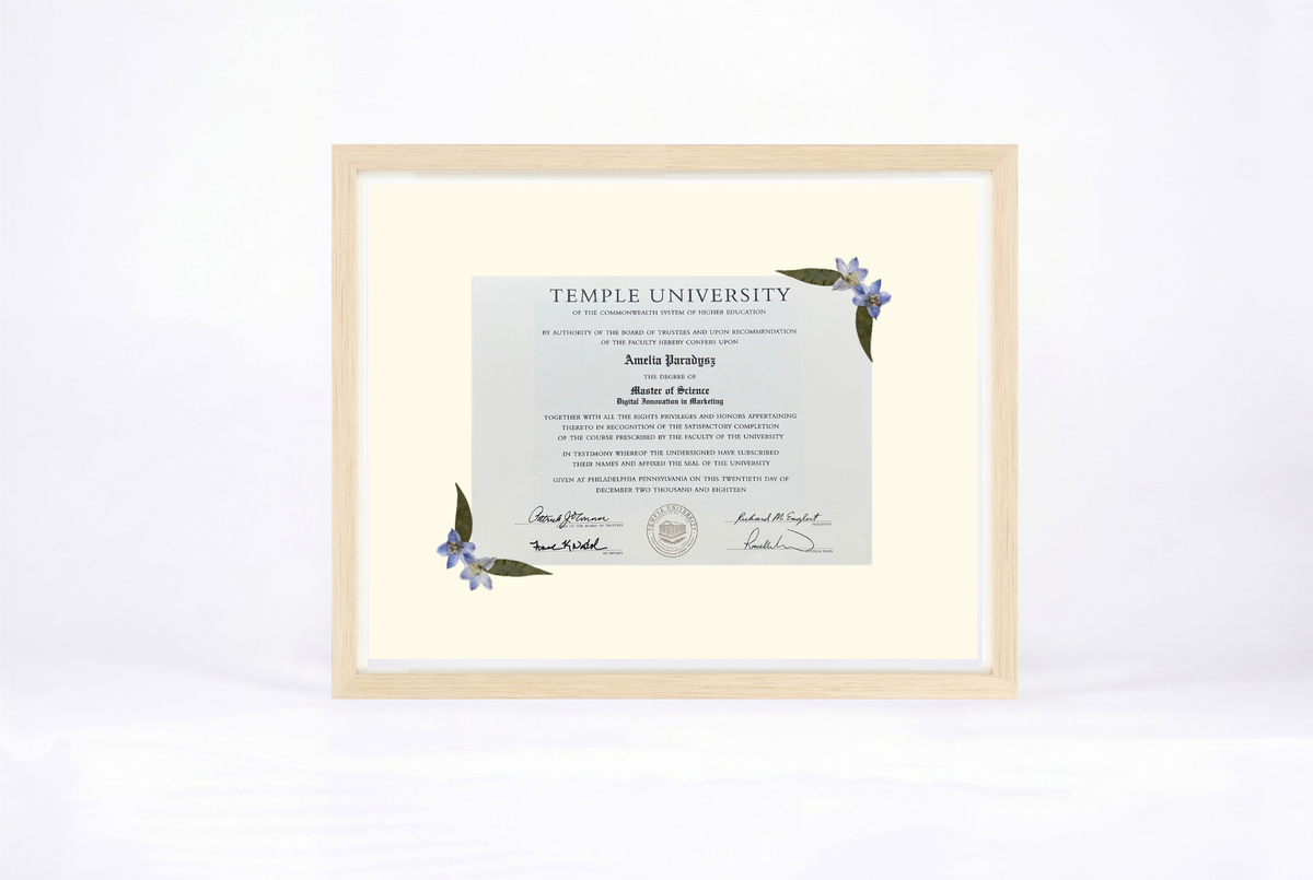 Pressed Flower Diploma Frame | 16x20 Graduation Keepsake