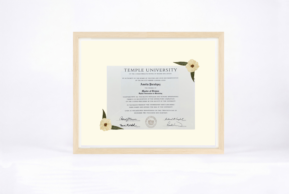 Pressed Flower Diploma Frame | 16x20 Graduation Keepsake