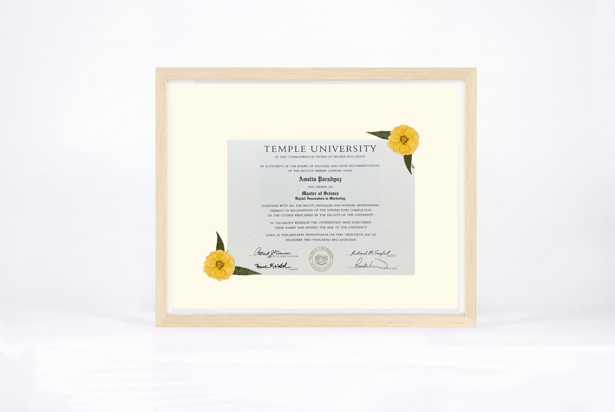 Pressed Flower Diploma Frame | 16x20 Graduation Keepsake