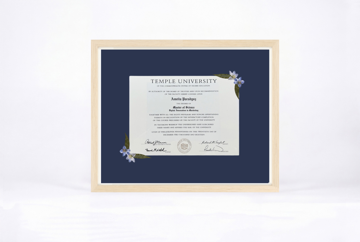 Pressed Flower Diploma Frame | 16x20 Graduation Keepsake