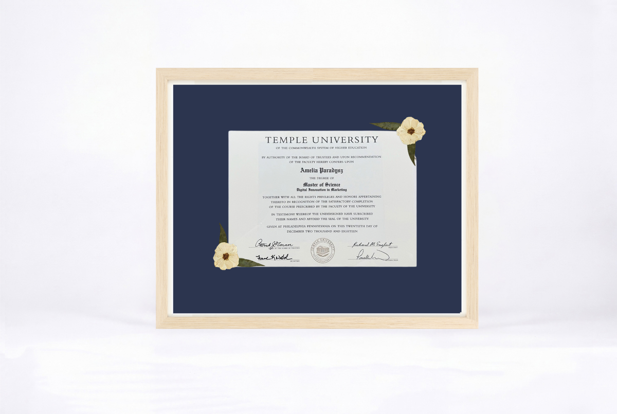 Pressed Flower Diploma Frame | 16x20 Graduation Keepsake