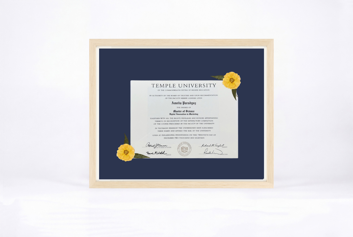 Pressed Flower Diploma Frame | 16x20 Graduation Keepsake