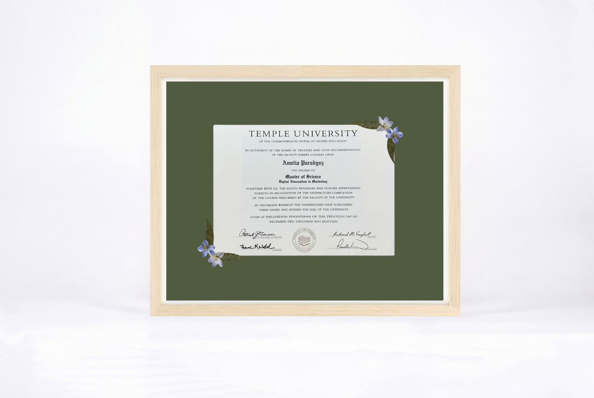 Pressed Flower Diploma Frame | 16x20 Graduation Keepsake
