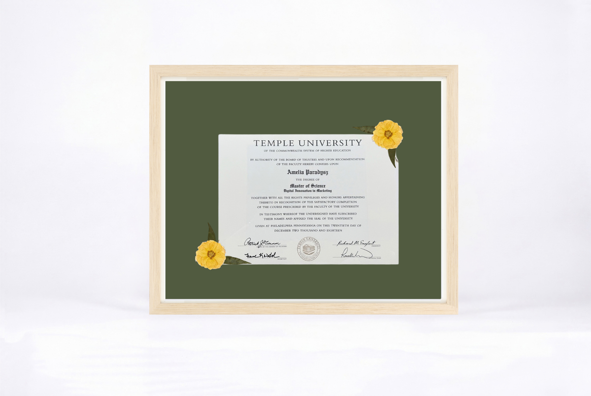 Pressed Flower Diploma Frame | 16x20 Graduation Keepsake