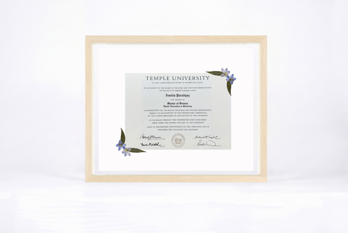 Pressed Flower Diploma Frame | 16x20 Graduation Keepsake