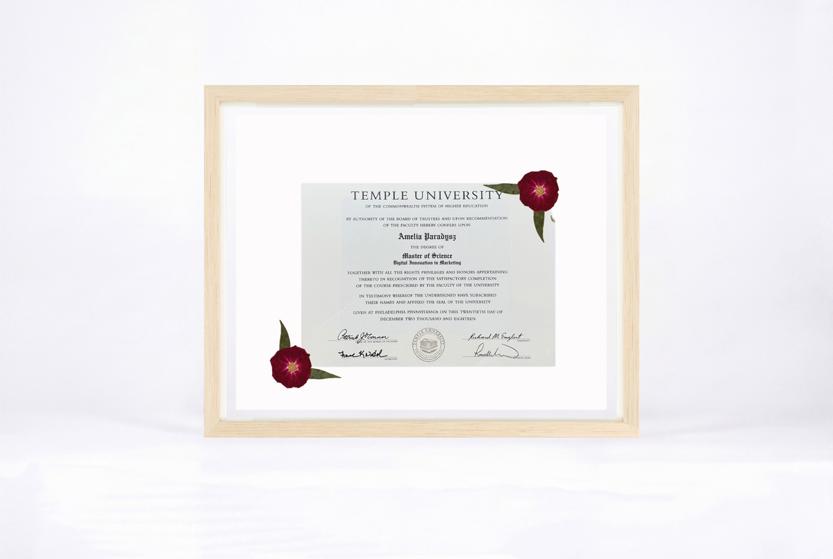 Pressed Flower Diploma Frame | 16x20 Graduation Keepsake