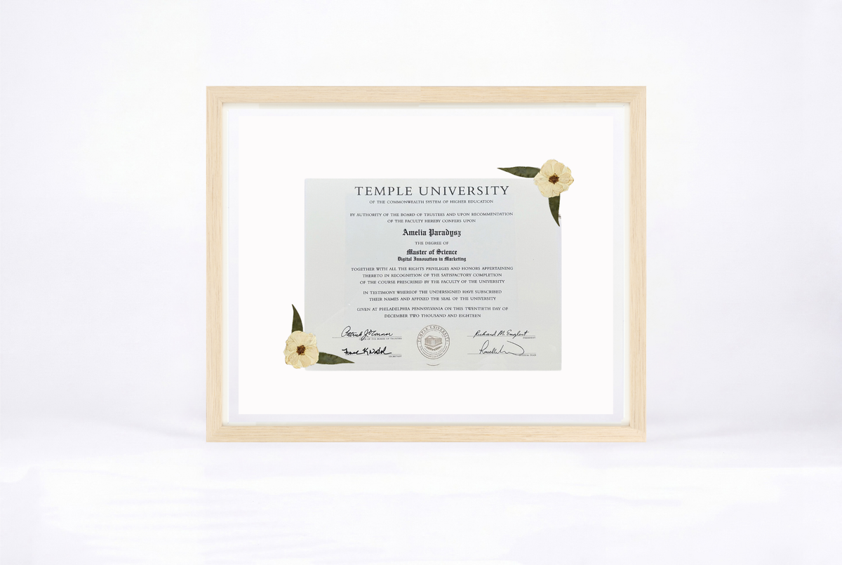 Pressed Flower Diploma Frame | 16x20 Graduation Keepsake