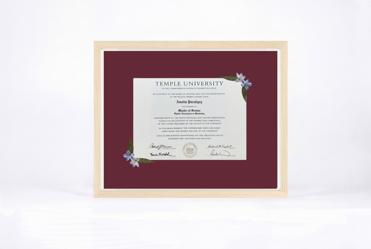 Pressed Flower Diploma Frame | 16x20 Graduation Keepsake