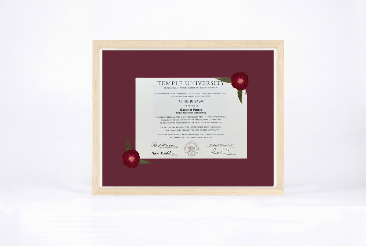 Pressed Flower Diploma Frame | 16x20 Graduation Keepsake