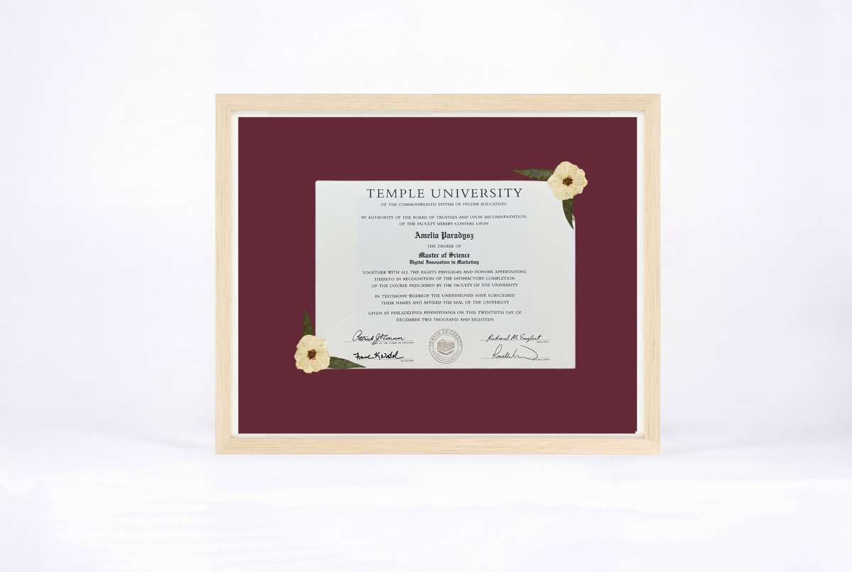 Pressed Flower Diploma Frame | 16x20 Graduation Keepsake