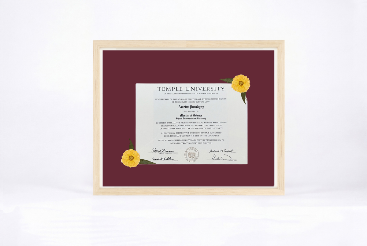 Pressed Flower Diploma Frame | 16x20 Graduation Keepsake