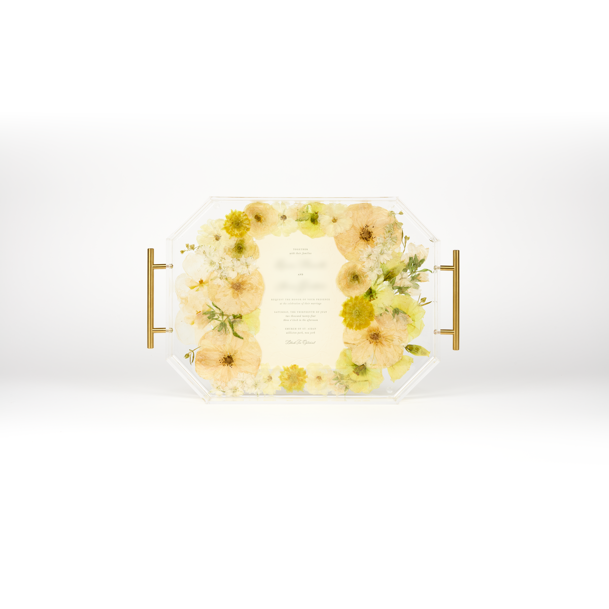 Pressed Flower Resin Serving Tray with Handles | 12x16