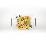 Pressed Flower Resin Serving Tray with Handles | 12x16