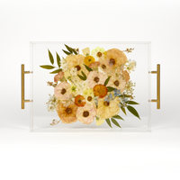 Pressed Flower Resin Serving Tray with Handles | 12x16