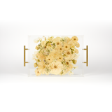Pressed Flower Resin Serving Tray with Handles | 12x16