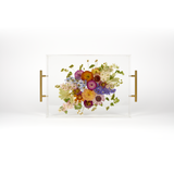 Pressed Flower Resin Serving Tray with Handles | 12x16