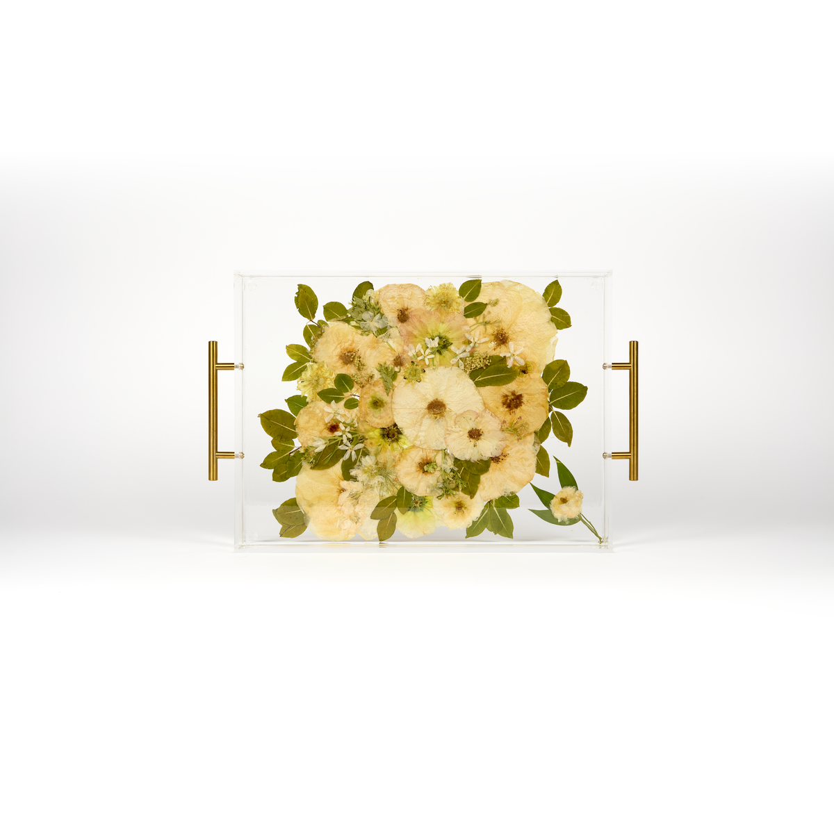 Pressed Flower Resin Serving Tray with Handles | 12x16