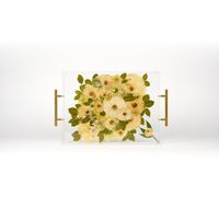 Pressed Flower Resin Serving Tray with Handles | 12x16