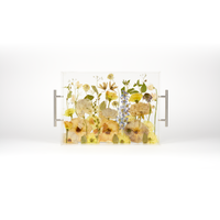 Pressed Flower Resin Serving Tray with Handles | 12x16